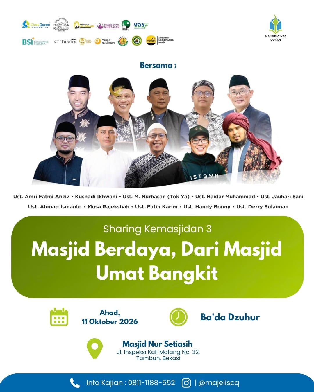 Masjid Berdaya, Dari Masjid Umat Bangkit (Sharing Kemasjidan 3)