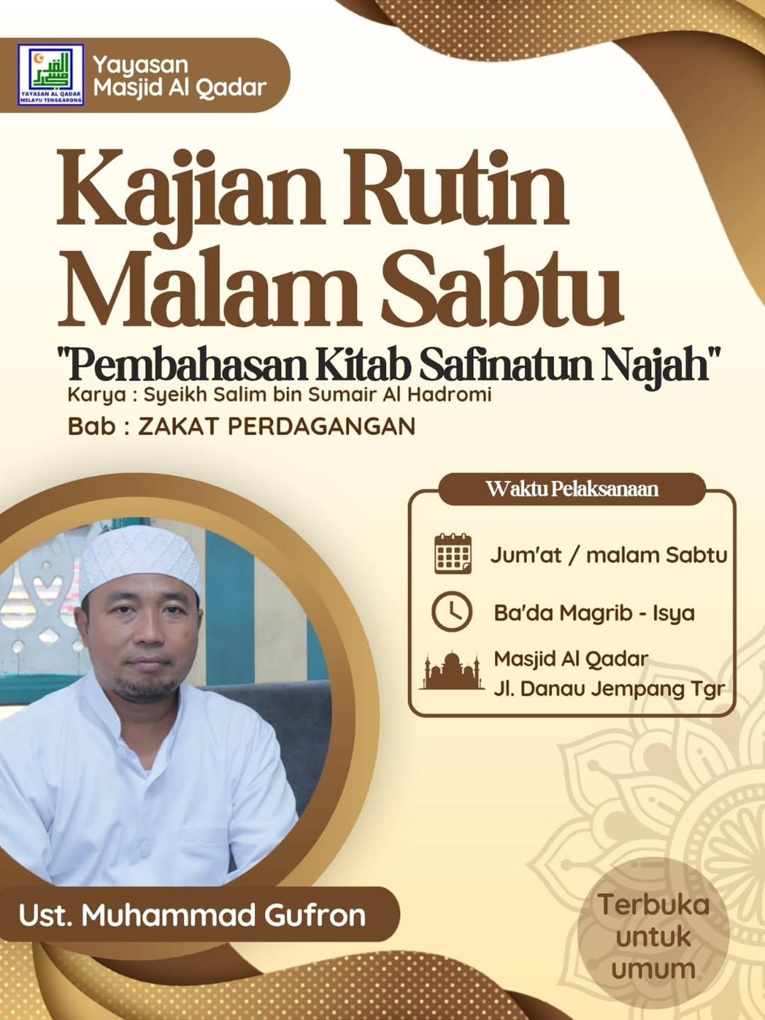 Kajian Rutin Pembahasan Kitab Safinatun Najah Bab Zakat Perdagangan