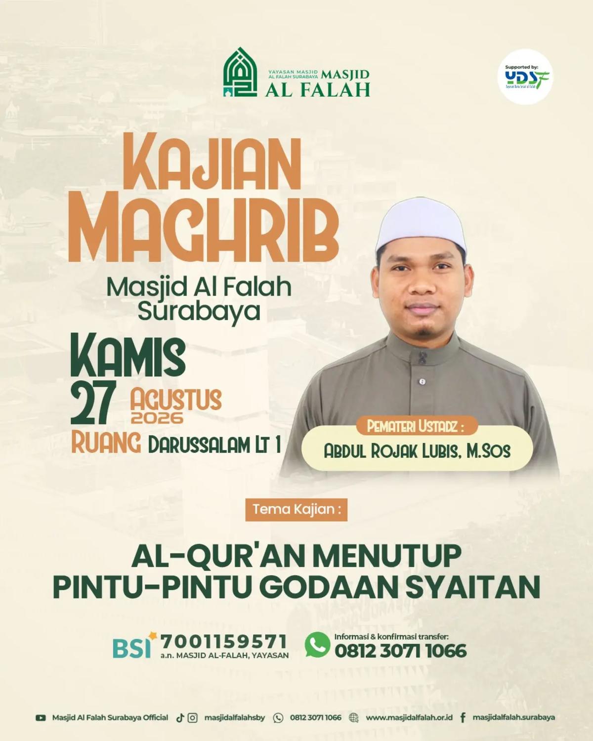 Kajian Maghrib: Menjadikan Al Qur'an Sahabat Dalam Hidup