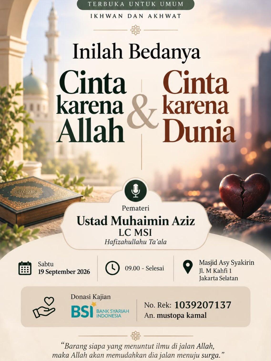 Inilah Bedanya Cinta karena Allah & Cinta karena Dunia