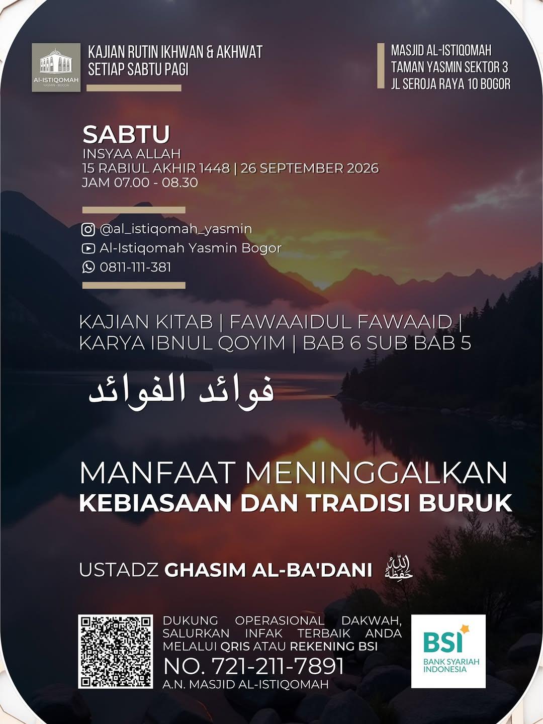 Kajian Kitab Fawaaidul Fawaaidi: Manfaat Meninggalkan Kebiasaan dan Tradisi Buruk