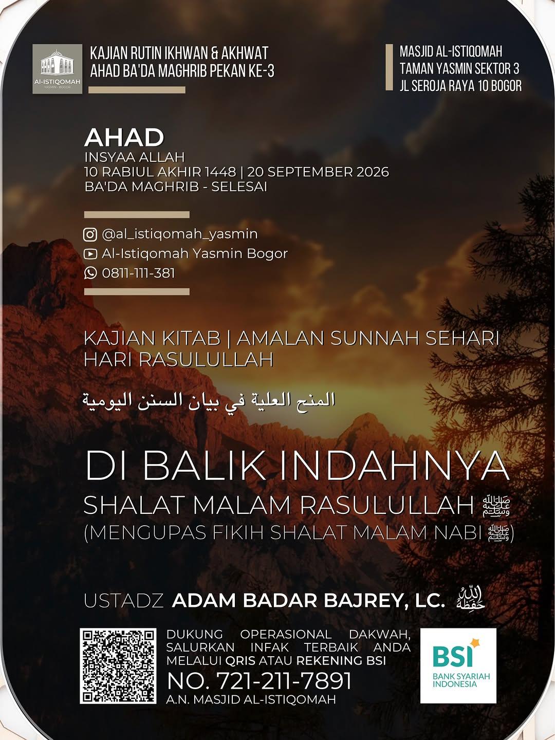 Kajian Kitab Amalan Sunnah Sehari-hari Rasulullah: Di Balik Indahnya Shalat Malam Rasulullah