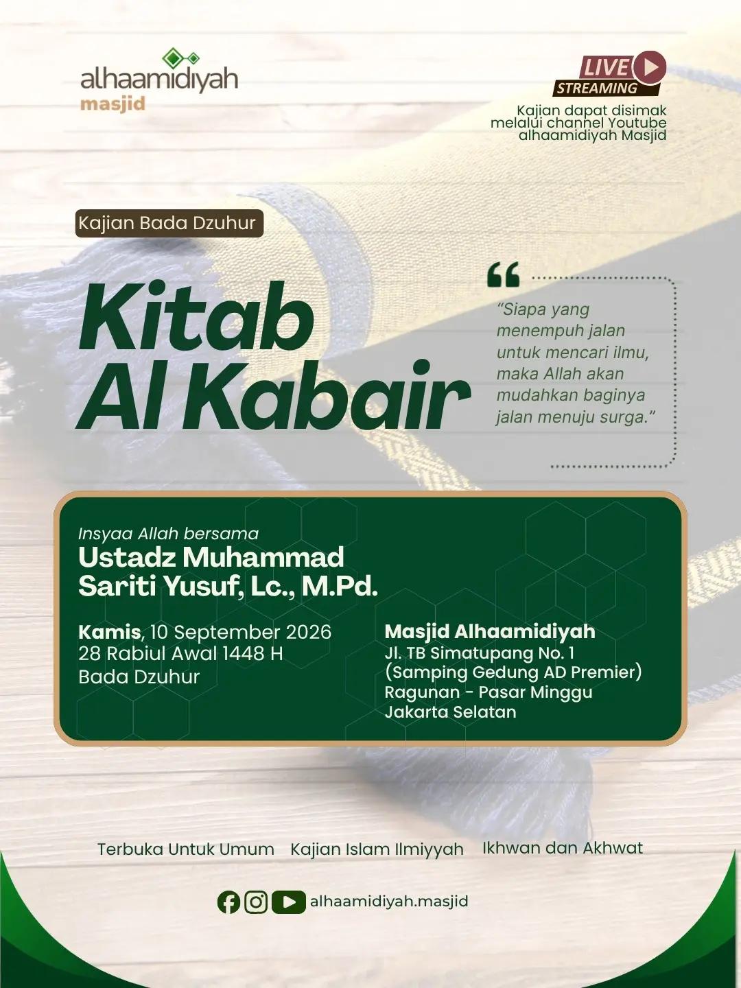 Kajian Kitab Al-Kabair (Dosa-Dosa Besar)