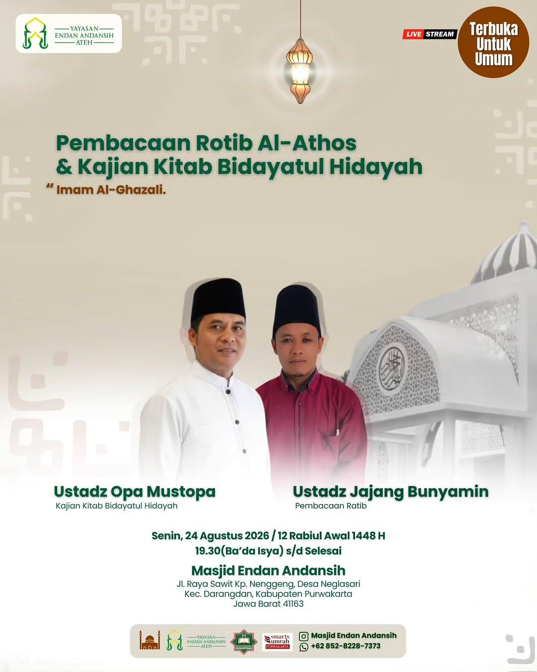 Kajian Kitab Bidayatul Hidayah & Pembacaan Rotib Al-Athos