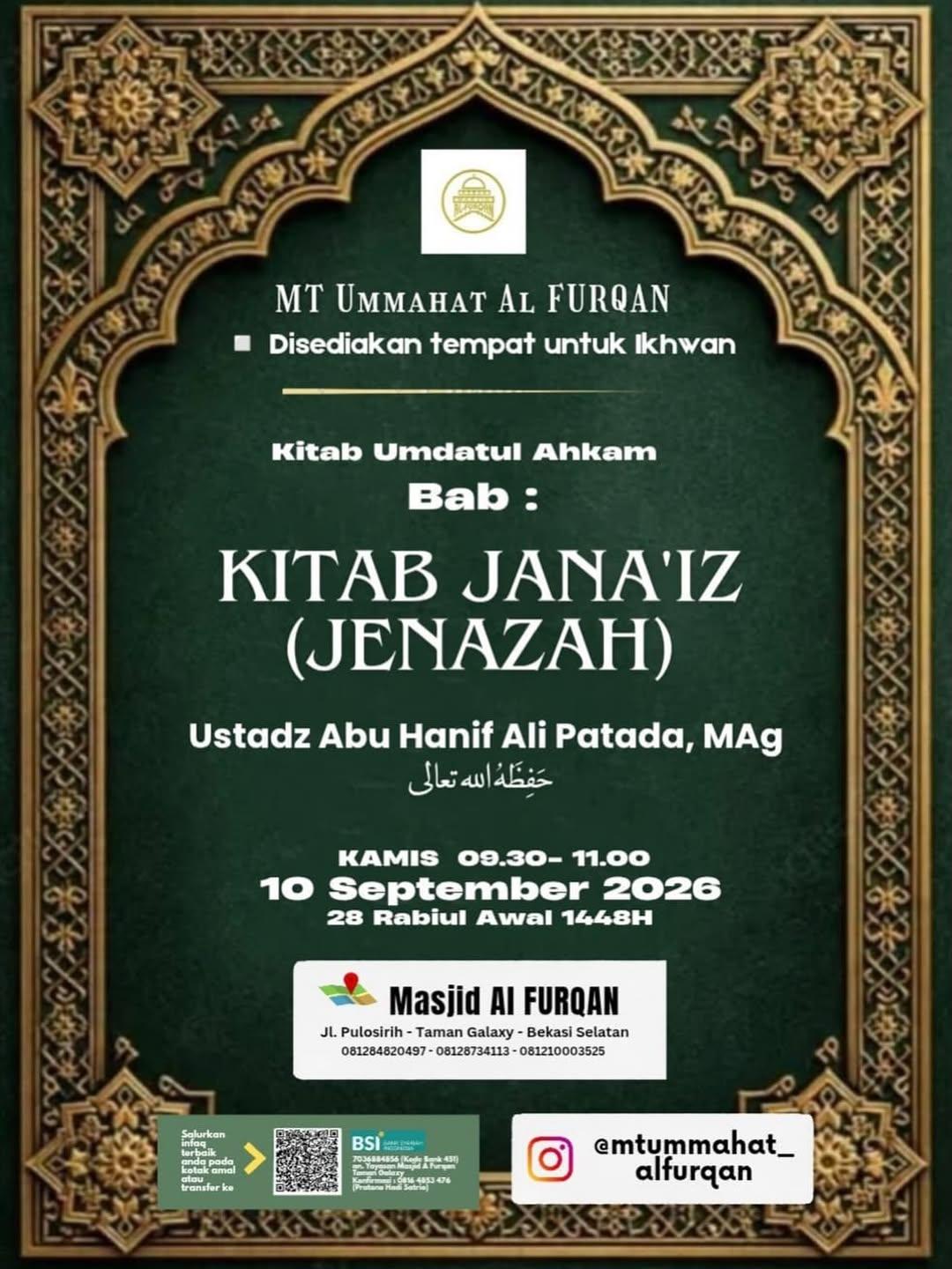 Kajian Kitab Umdatul Ahkam Bab Jana'iz (Jenazah)