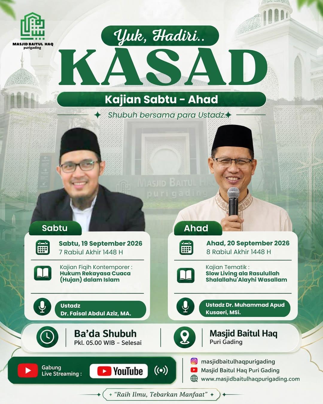 Kajian Tematik : Slow Living ala Rasulullah Shalallahu’Alayhi Wasallam