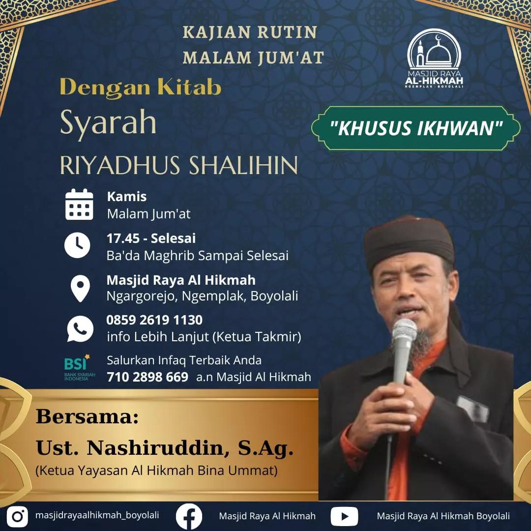 Kajian Rutin Malam Jum'at Kitab Syarah Riyadhus Shalihin