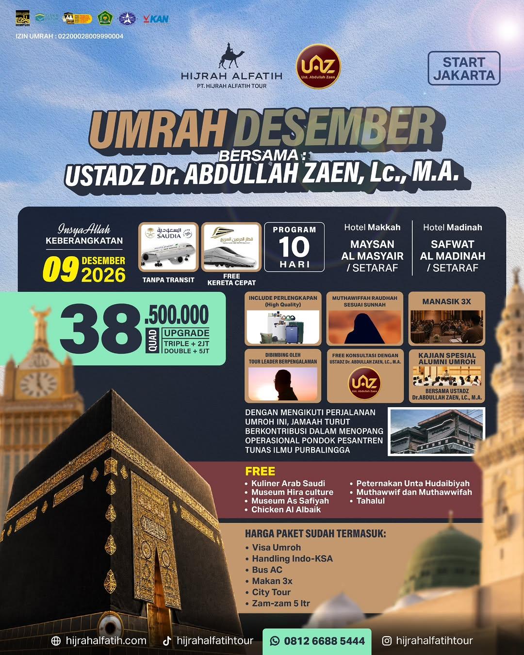 Umrah Desember 2026 Bersama Ustadz Abdullah Zaen