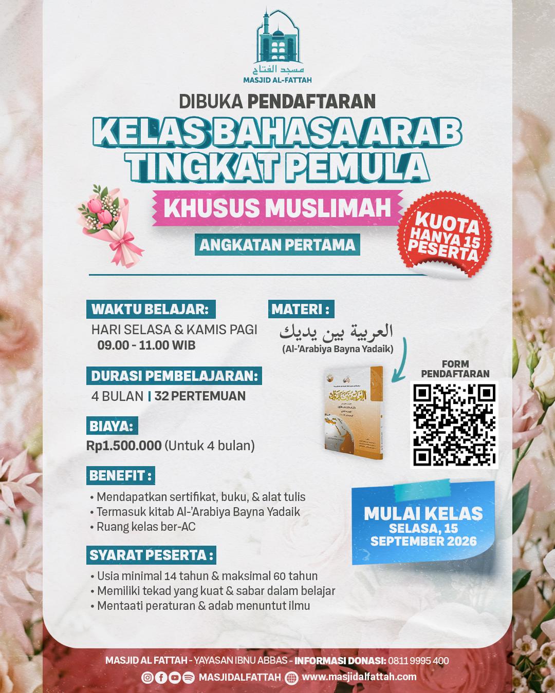 Kelas Bahasa Arab Pemula Khusus Muslimah