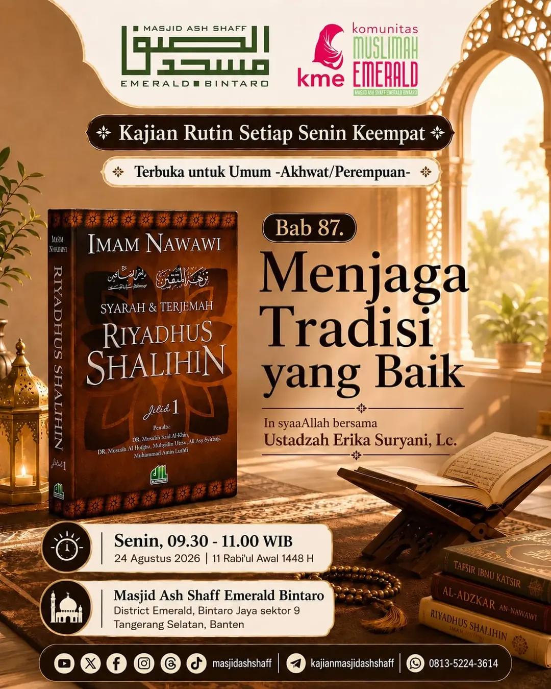 KAJIAN RUTIN UNTUK PEREMPUAN Riyadhush Shalihin Bab 87