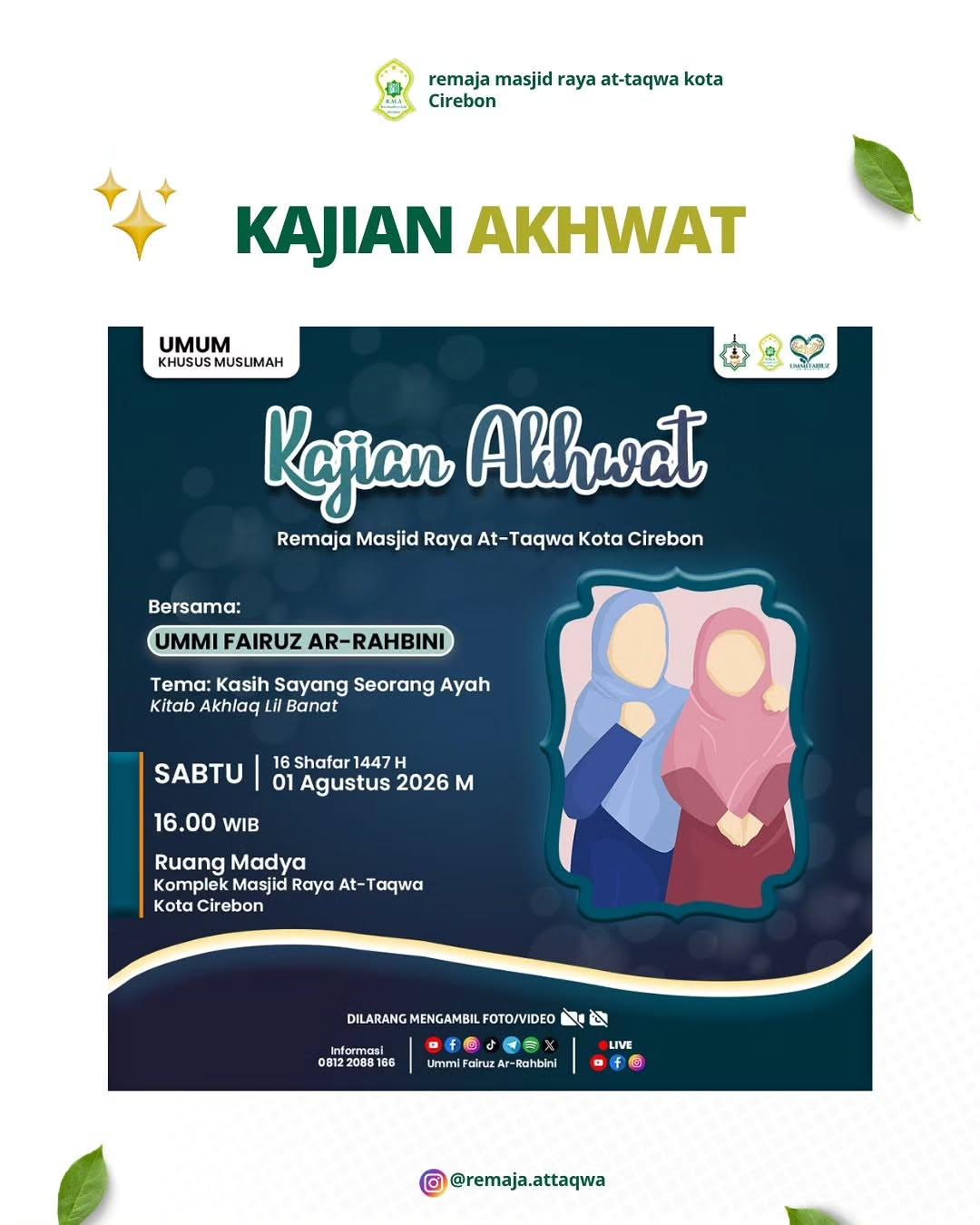 Kajian Akhwat: Ketulusan Cinta Kasih Seorang Ayah (Kitab Akhlaq Lil Banat)