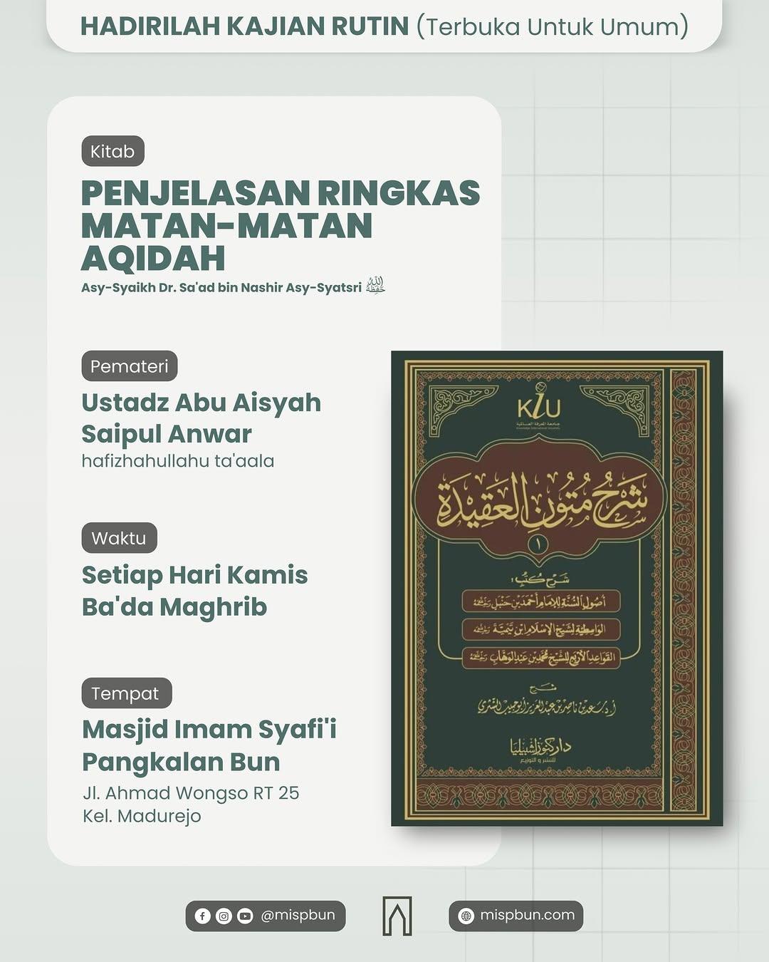 Kajian Rutin Kitab Penjelasan Ringkas Matan-matan Aqidah