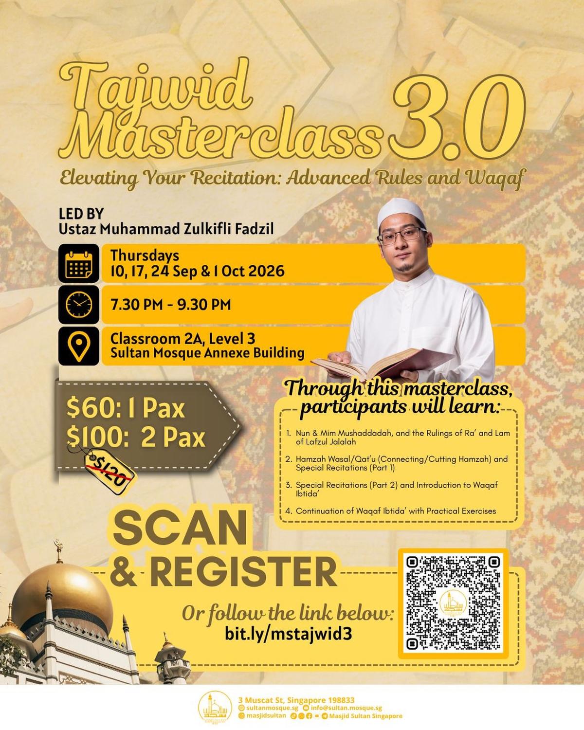 TAJWID MASTERCLASS 3.0 Elevating Your Recitation: Advanced Rules and Waqaf