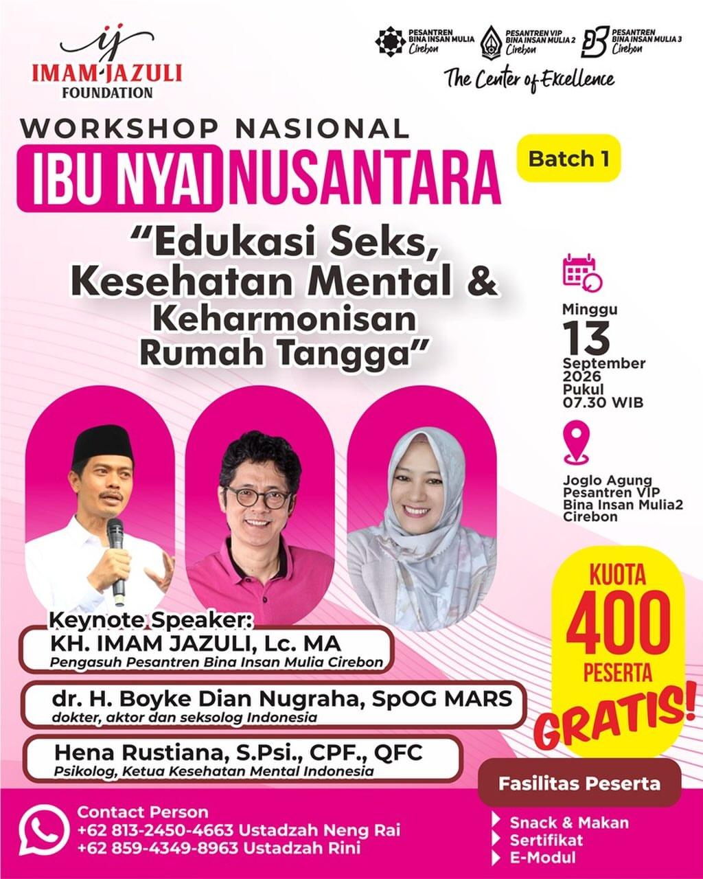 Workshop Nasional Ibu Nyai Nusantara Batch 1: Edukasi Seks, Kesehatan Mental & Keharmonisan Rumah Tangga