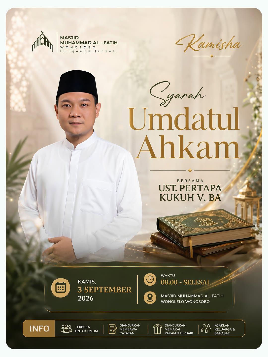 Kajian Kamis Dhuha (Kamisha) pembahasan Syarah Umdatul Ahkam