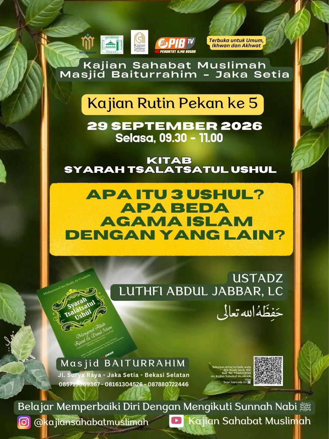 Kajian Rutin Kitab Syarah Tsalatsatul Ushul