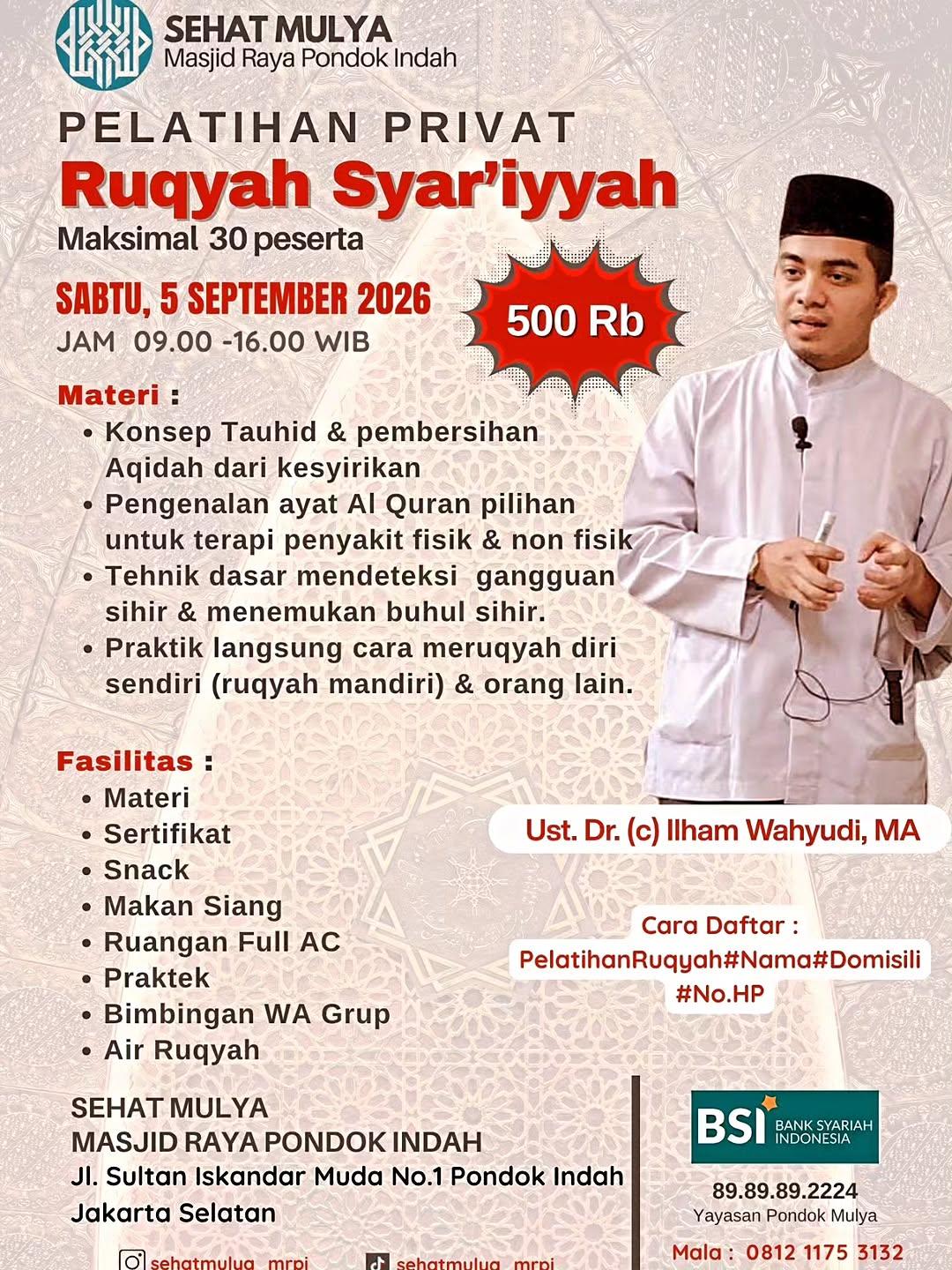 Pelatihan Privat Ruqyah Syar'iyyah