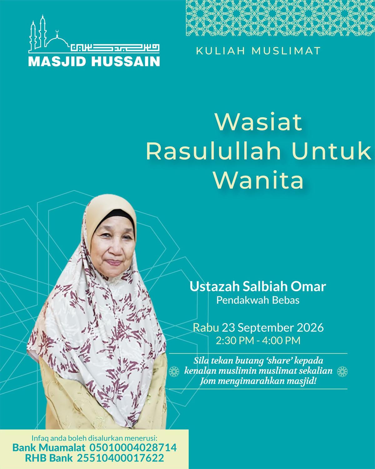 Kuliah Muslimat: Wasiat Rasulullah Untuk Wanita