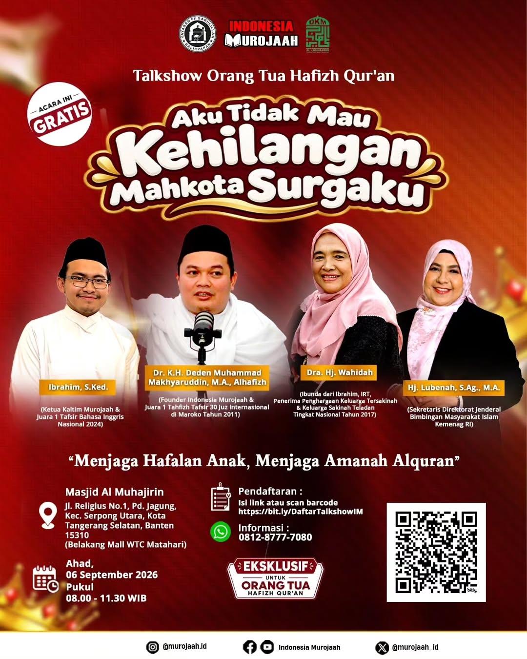 Talkshow Orang Tua Hafizh Qur’an: Menjaga Hafalan Anak, Menjaga Amanah Alquran