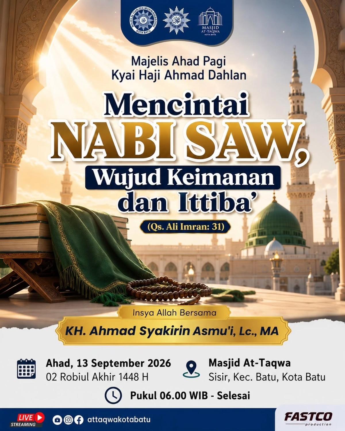 Mencintai Nabi SAW, Wujud Keimanan dan Ittiba'