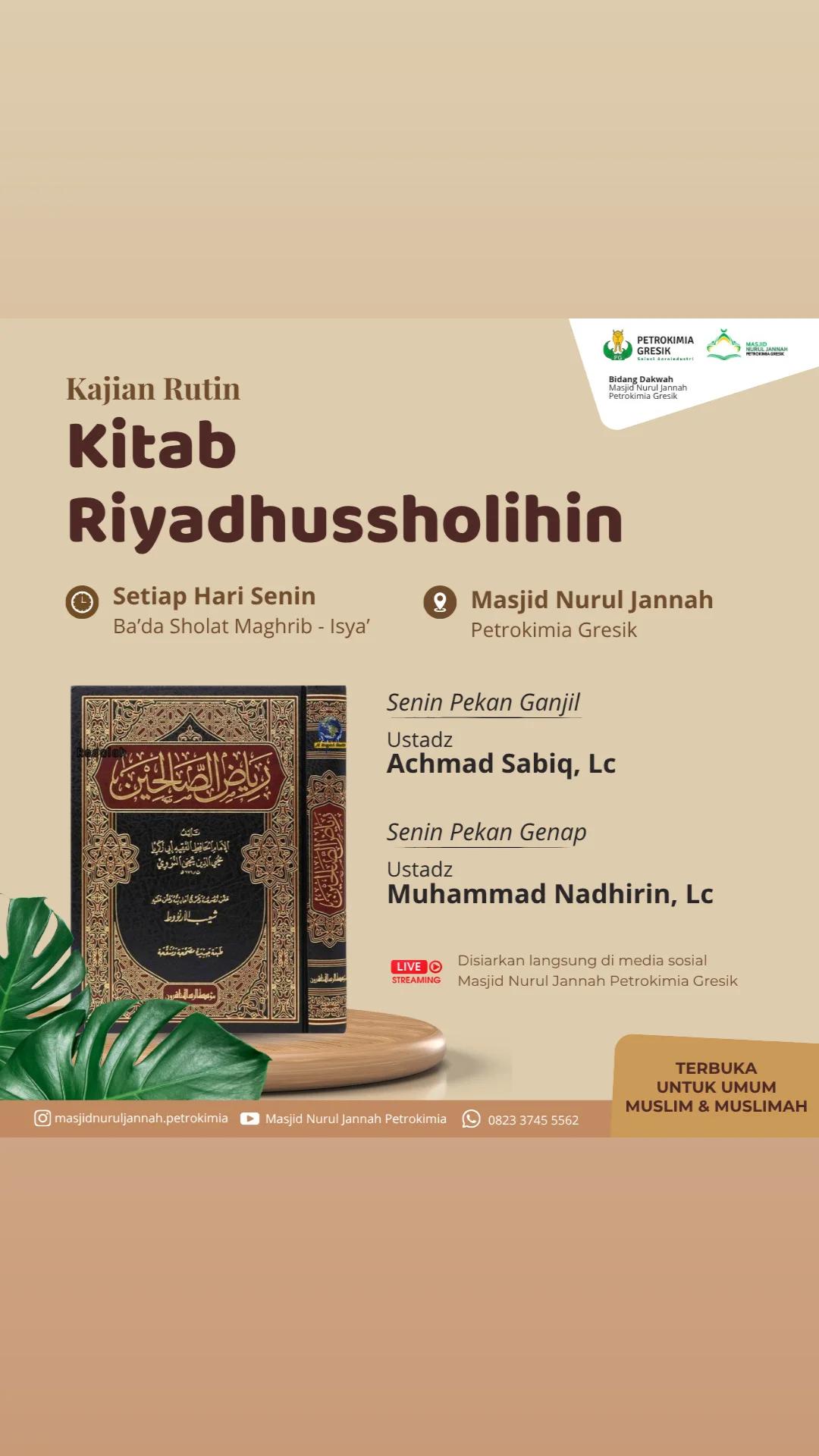 Kajian Rutin Kitab Riyadhussholihin