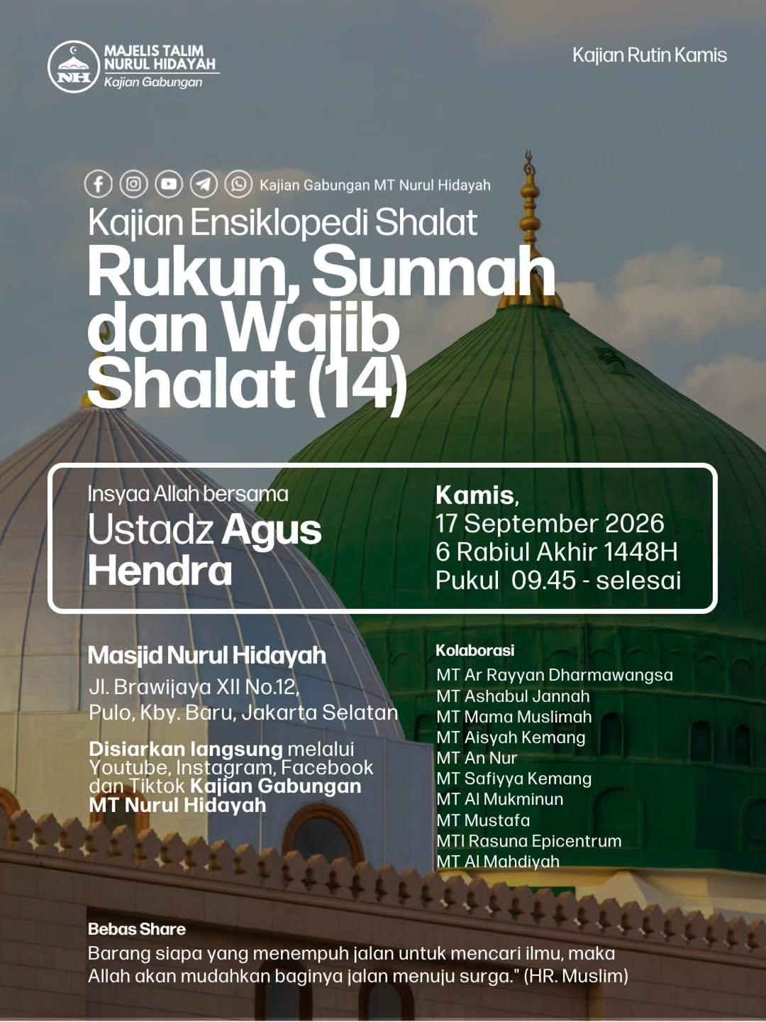 Kajian Kitab Ensiklopedi Shalat: Rukun, Wajib dan Sunnah Shalat (14)