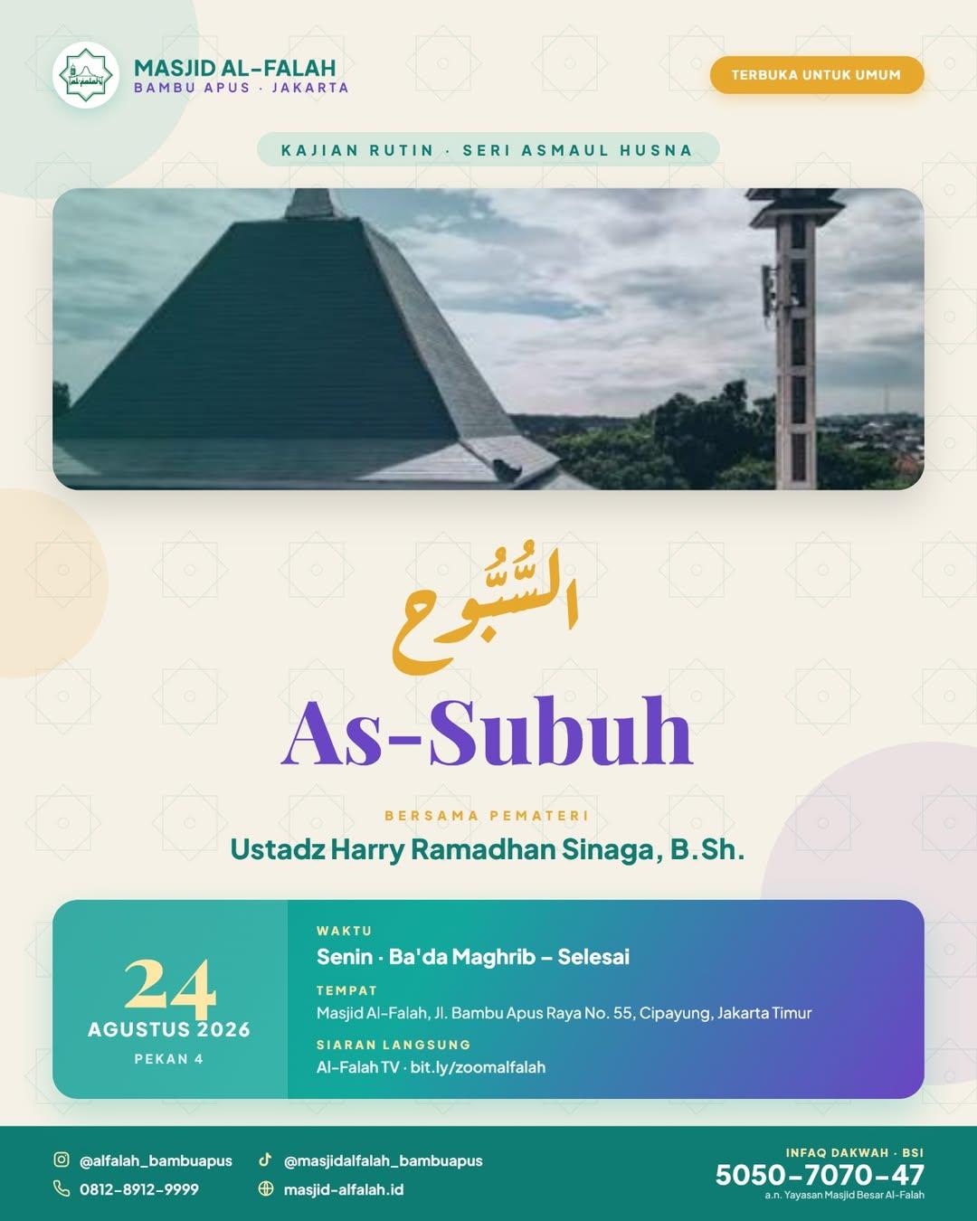 Kajian Senin Ba'da Maghrib: Al-Subuh