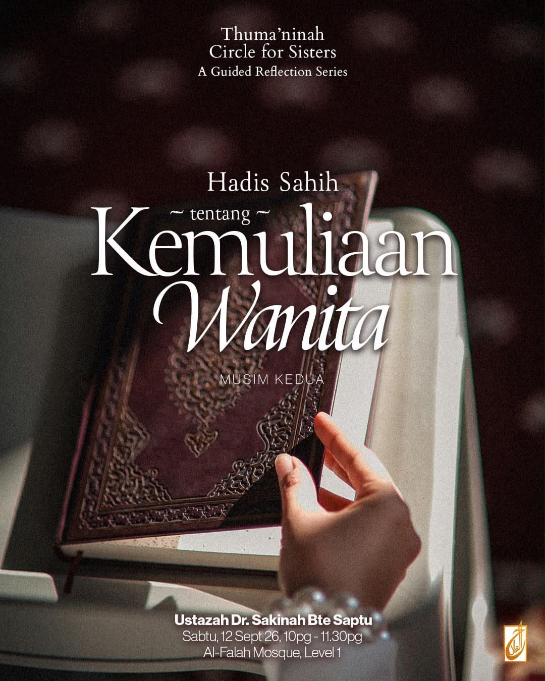 Kuliah Dhuha Muslimah 2026: Hadis Sahih tentang Kemuliaan Wanita