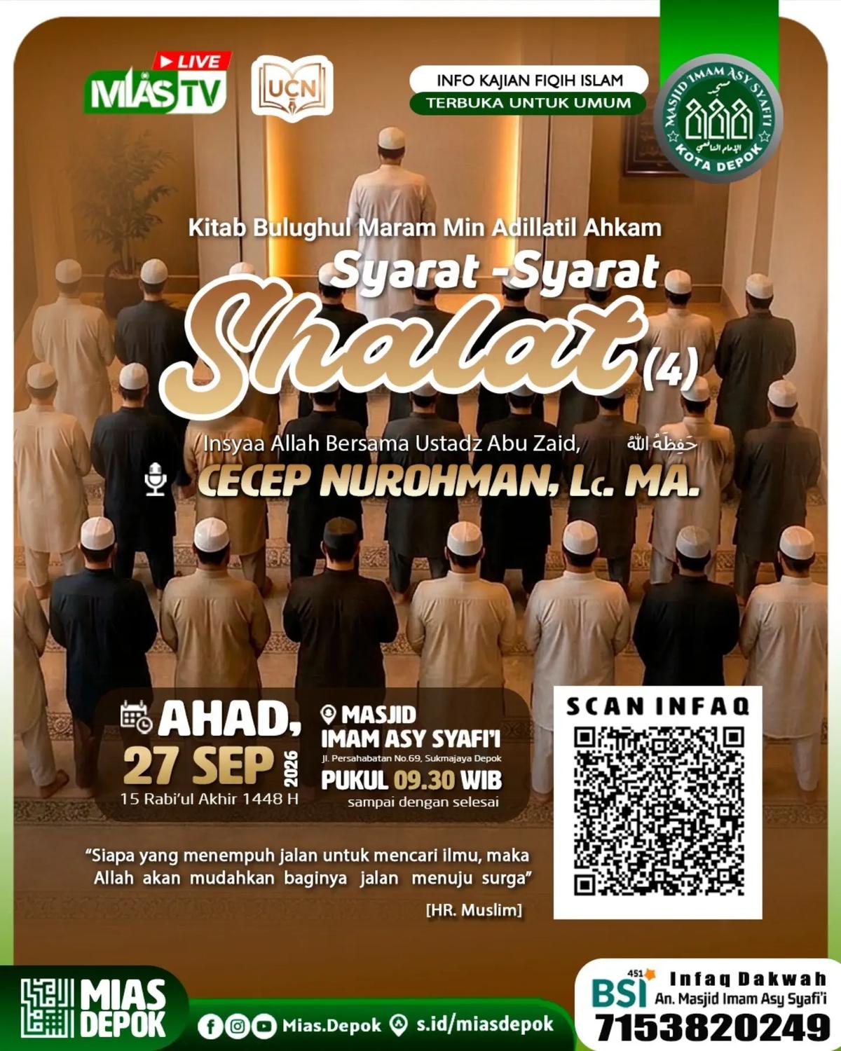 Kajian Kitab Bulughul Maram: Bab Syarat-Syarat Shalat (4)