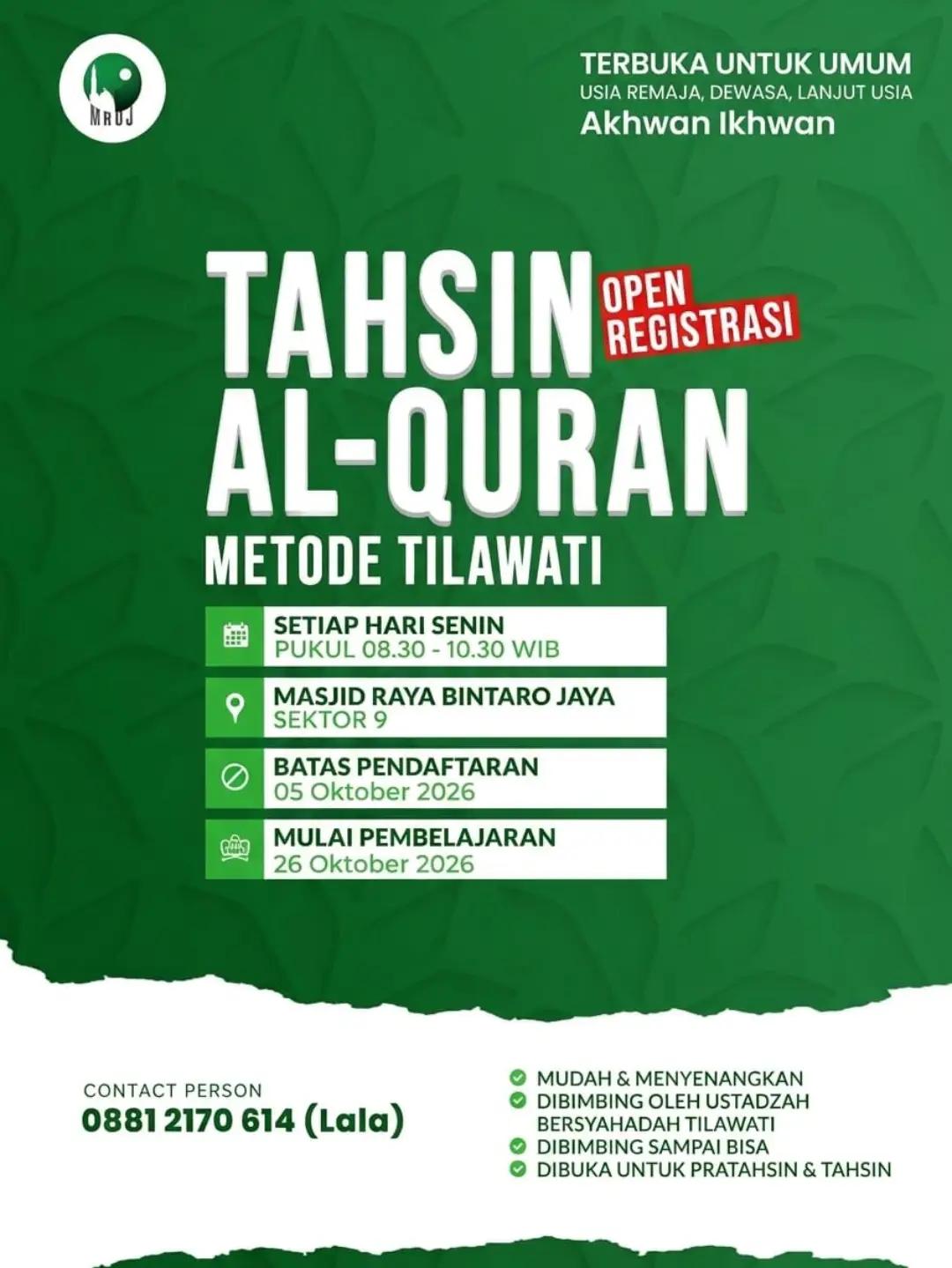 Program Tahsin Metode Tilawati Khusus Akhwat