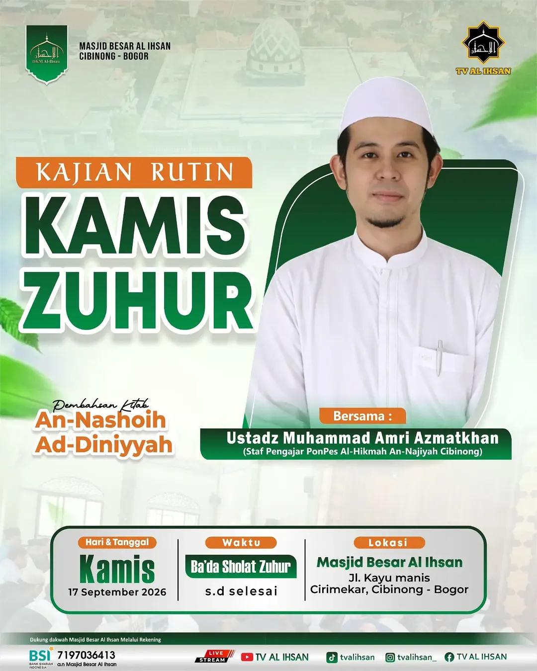 Kajian Rutin Kamis Zuhur Pembahasan Kitab An-Nashoih Ad-Diniyyah