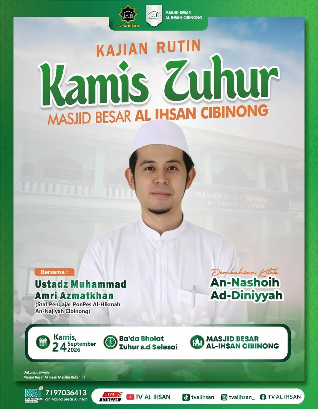 Kajian Rutin Kamis Zuhur: Pembahasan Kitab An-Nashoih Ad-Diniyyah