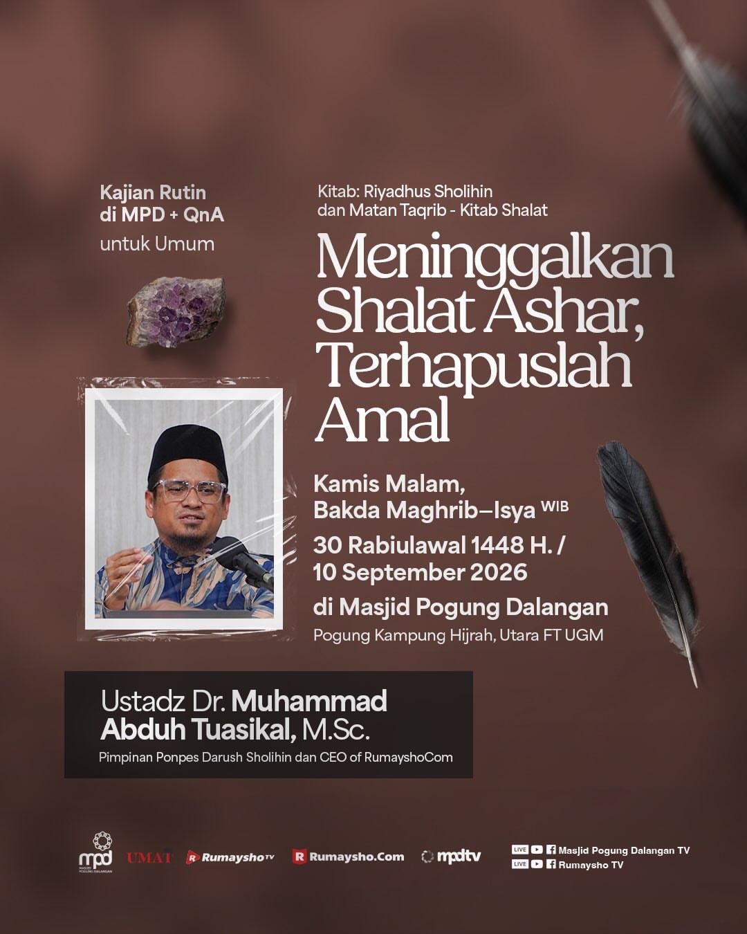 Kajian Riyadhus Shalihin dan Matan Taqrib – Kitab Shalat