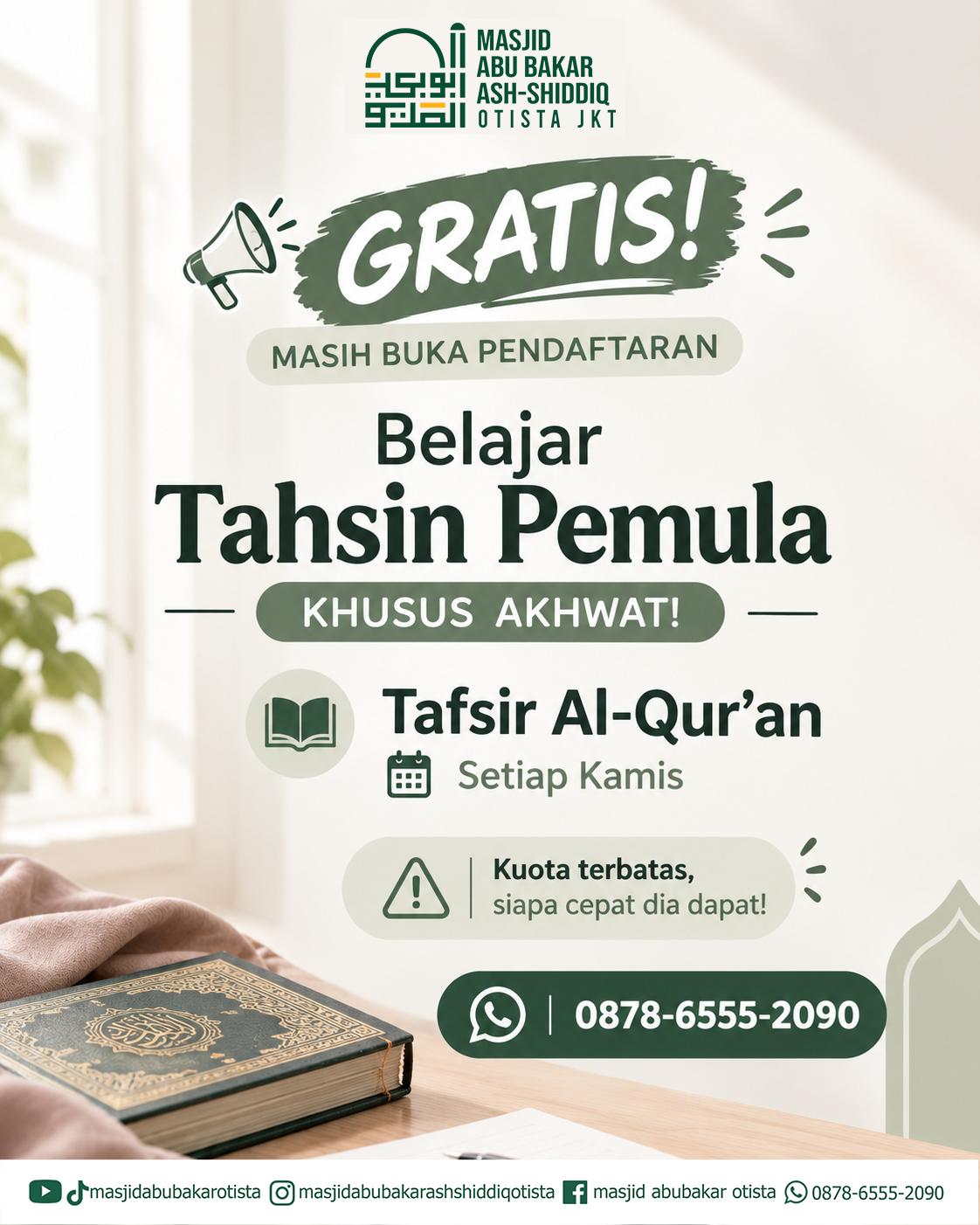 Paket Kelas Tahsin Pemula + Tafsir Al-Qur’an