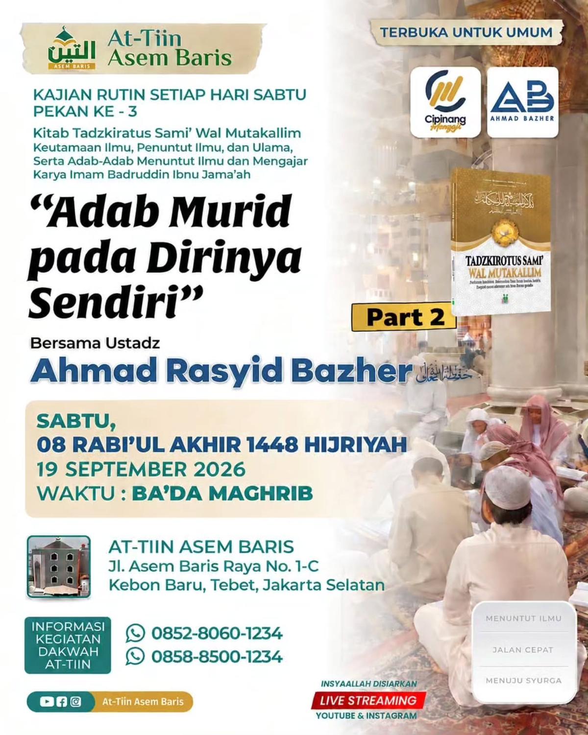 Adab Murid pada Dirinya Sendiri (Kajian Kitab Tadzkiratus Sami’ wal Mutakallim)