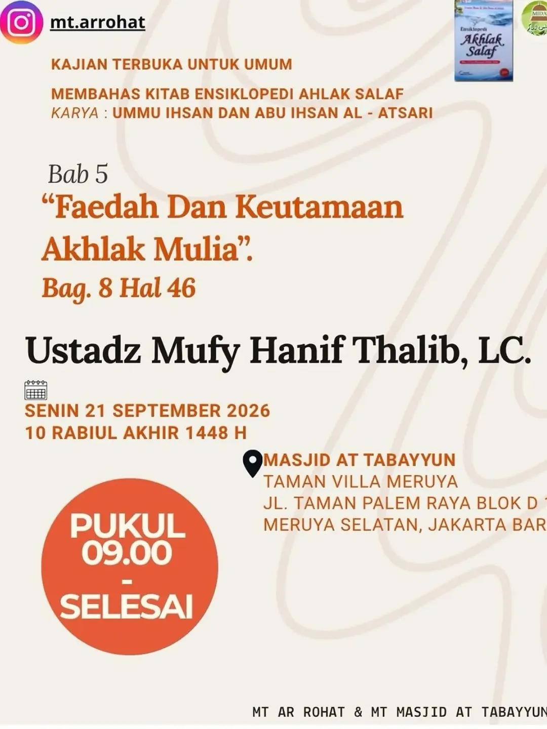 Kajian Kitab Ensiklopedie Akhlak Salaf: Faedah Dan Keutamaan Akhlak Mulia