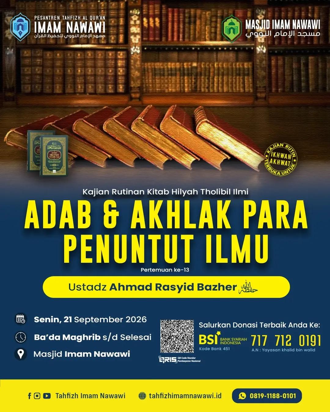 Kajian Kitab Hilyah Tholibil Ilmi: Adab & Akhlak Para Penuntut Ilmu