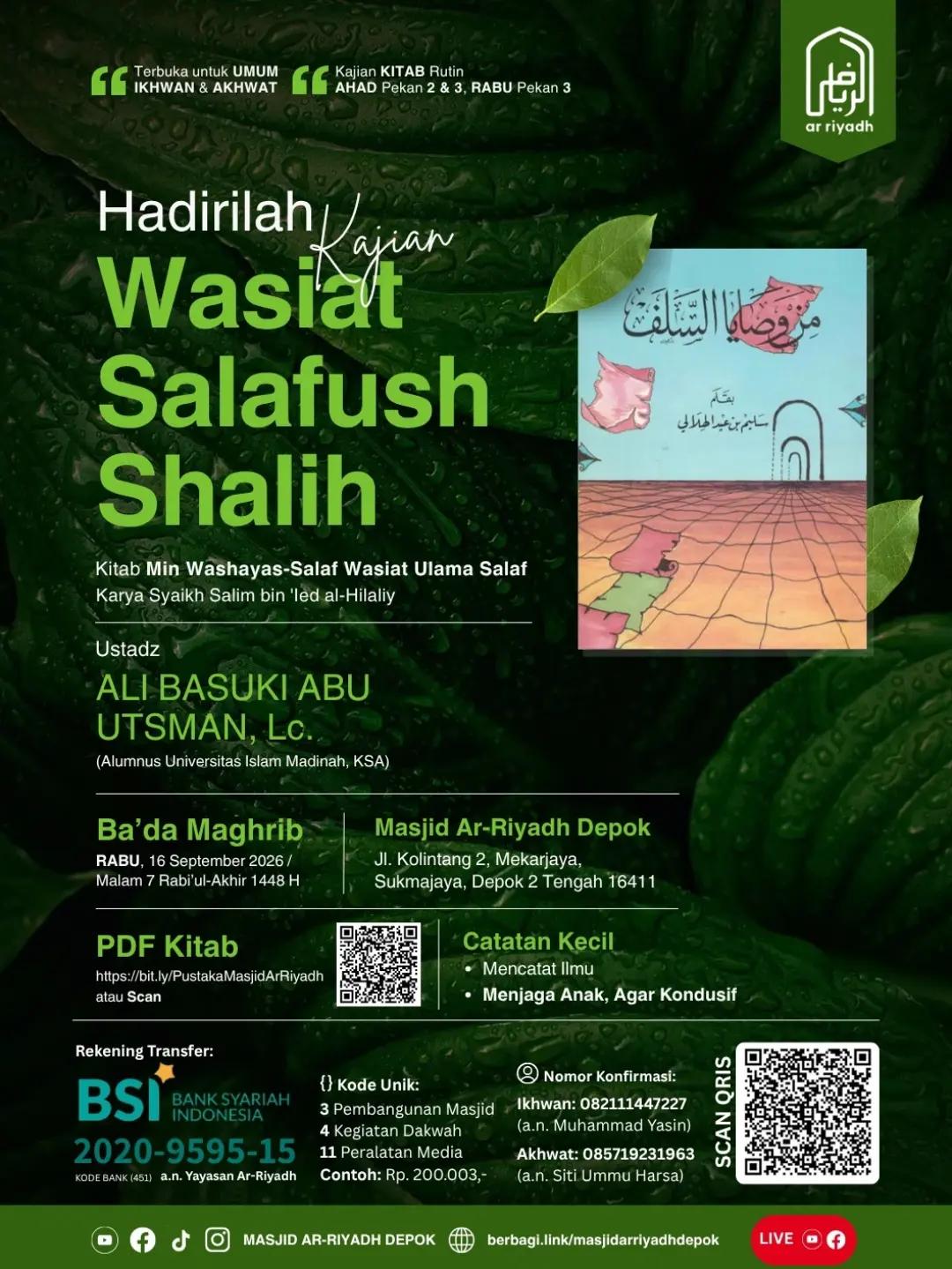 Muhadharah membahas risalah Min Washaya as-Salaf