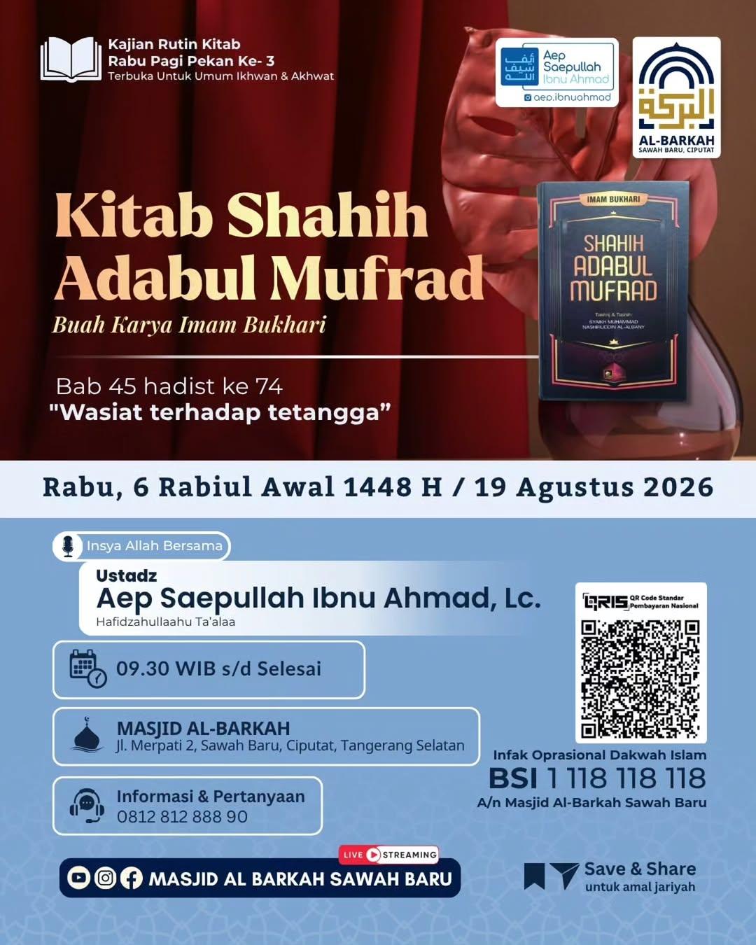 Kajian Rutin Kitab Shahih Adabul Mufrad