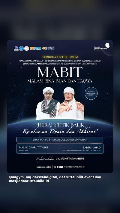 MABIT MALAM BINA IMAN DAN TAQWA SPESIAL TAHUN BARU HIJRIAH: HIJRAH TITIK Kesuksesan Dunia dan Akhirat