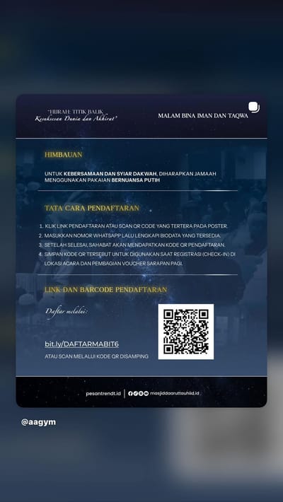 Malam Bina Iman dan Taqwa (MABIT): Hujrah - Titik Balik Kesuksesan Dunia dan Akhirat