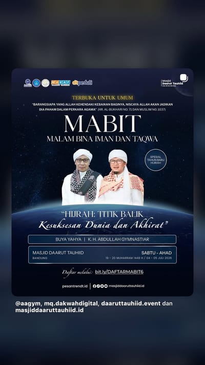 MABIT Malam Bina Iman dan Taqwa Spesial Tahun Baru Hijriah: Hijrah Titik Balik Kesuksesan Dunia dan Akhirat