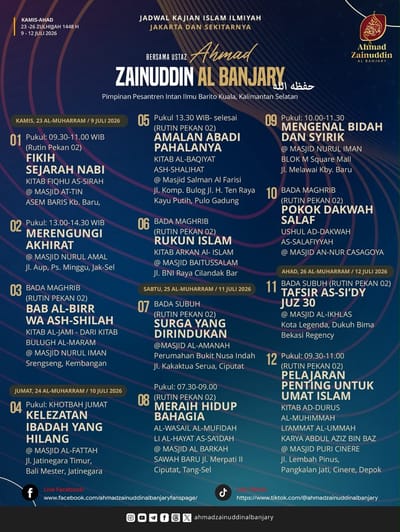 Jadwal Kajian Islam Ilmiah Wilayah Jakarta dan Sekitarnya