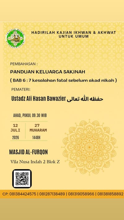 Panduan Keluarga Sakinah (Bab 6: 7 kesalahan fatal sebelum akad nikah)