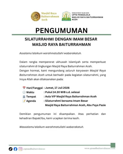 Silaturrahmi bersama Imam Besar Masjid Raya Baiturrahman Aceh