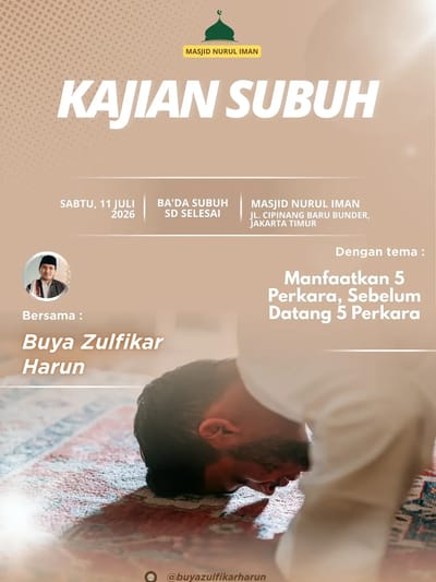 Kajian subuh Pembacaan Kitab Khasais Ummat Muhammadiyah: Manfaatkan 5 Perkara Sebelum 5 Perkara