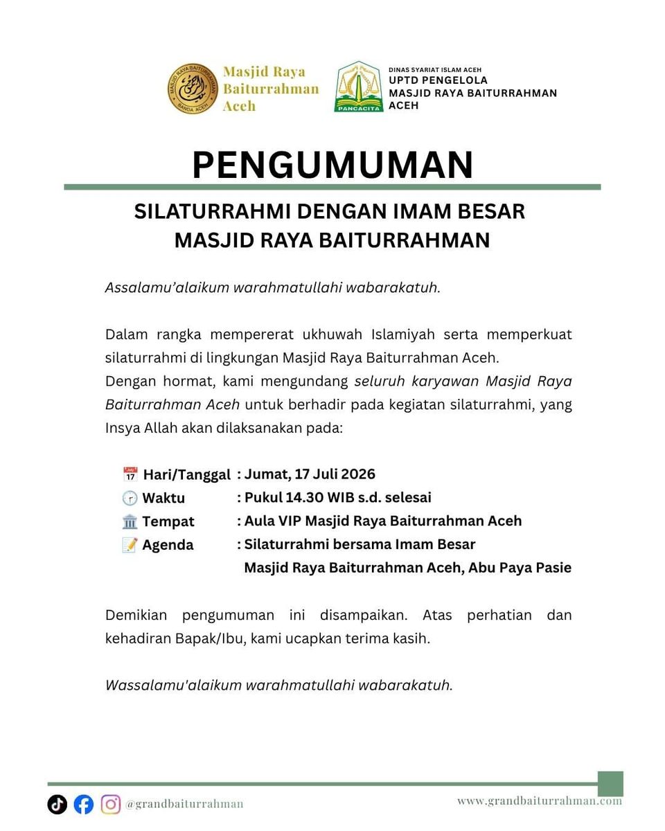 Silaturrahmi bersama Imam Besar Masjid Raya Baiturrahman Aceh