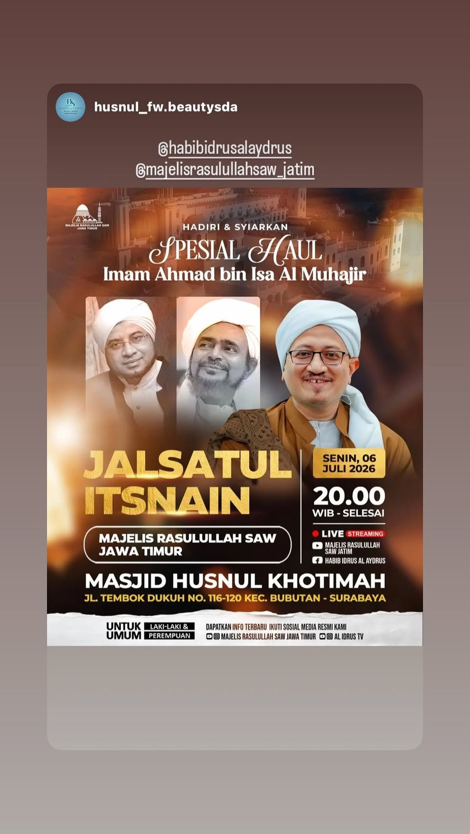 Jalsatul Itsnain Spesial Imam Ahmad bin Isa Al Muhajir