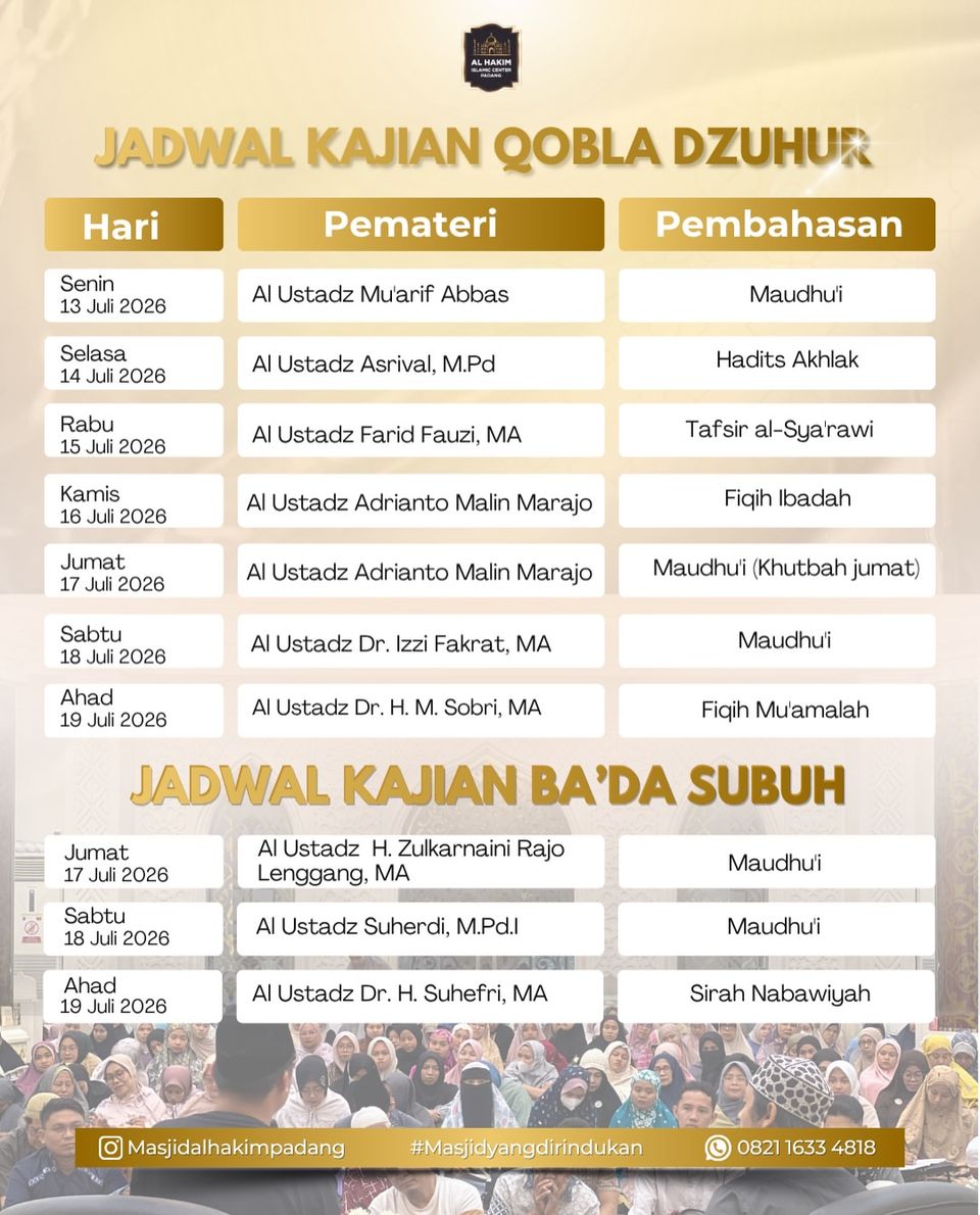 Jadwal Kajian Qobla Dzuhur & Ba'da Subuh