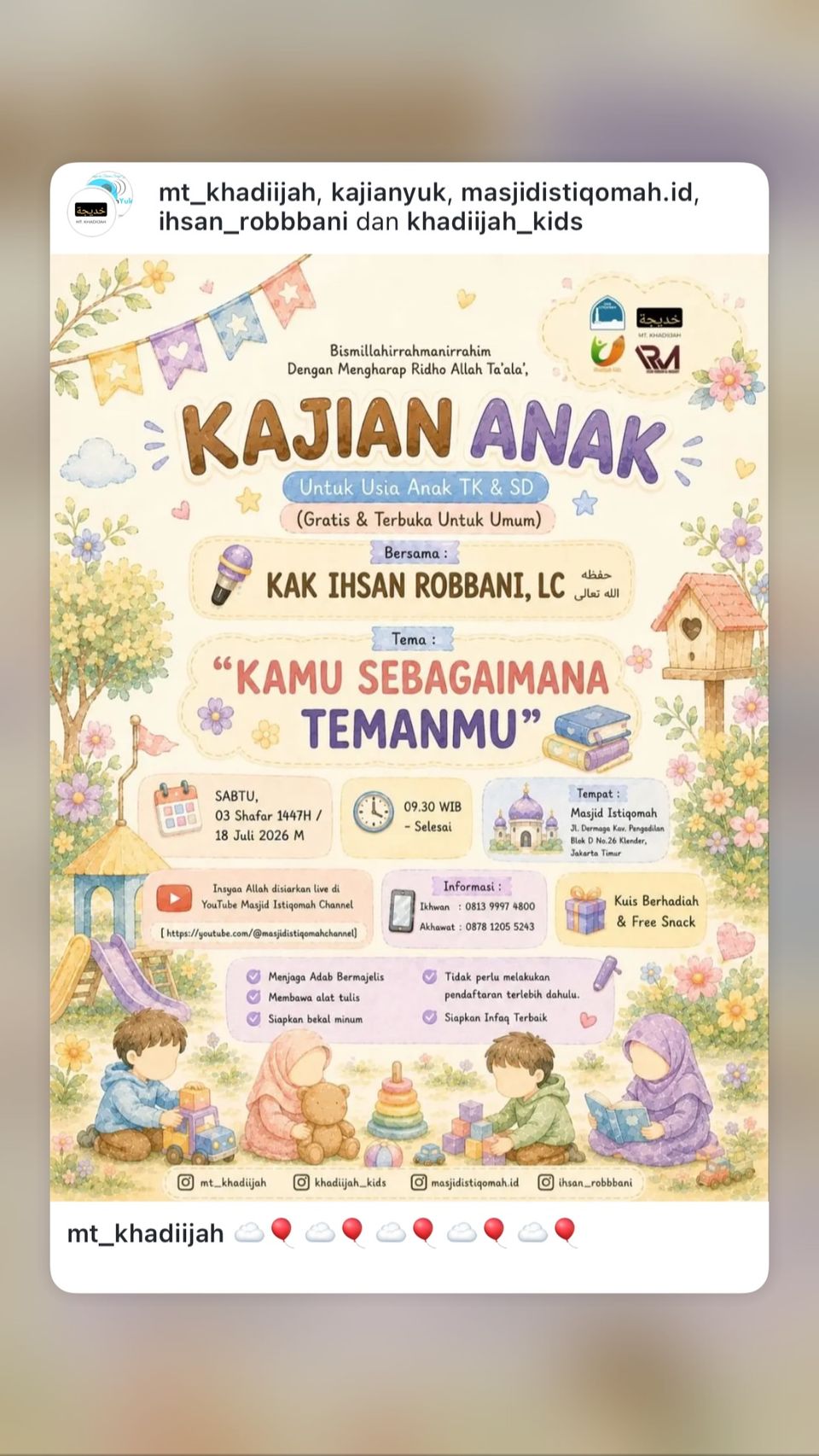 Kajian Anak: Kamu Sebagaimana Temanmu